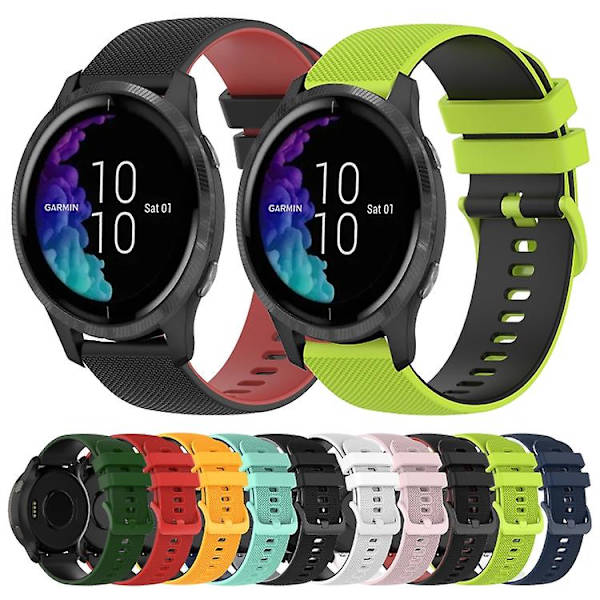För Garmin Venu 20 mm rutigt watch i två färger i silikon Red-Black