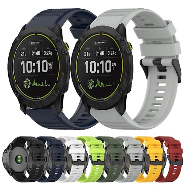 Til Garmin Enduro 26 mm horisontal tekstur silikone urrem med afmonteringsværktøj White