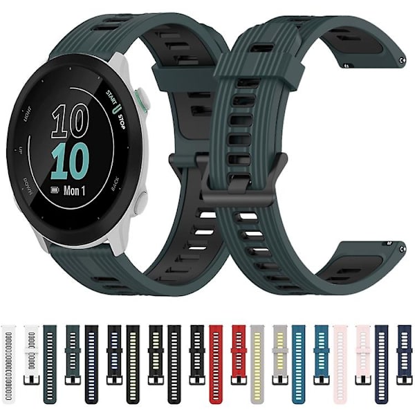 For Garmin Forerunner 55 20 mm vertikalt mønster tofarget silikonklokkebånd Pink-White