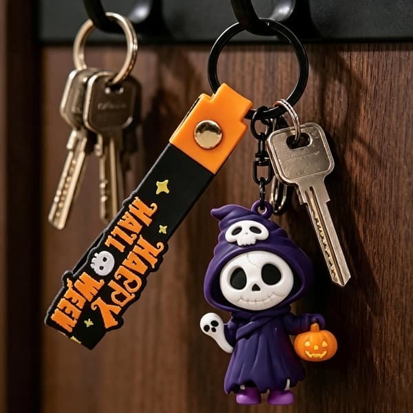 Halloween självlysande skelettnyckelring, väskberlocker, Halloweenpresent Black