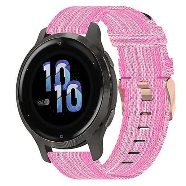 Til Garmin Venu 2s 18mm nylonvævet urrem Pink
