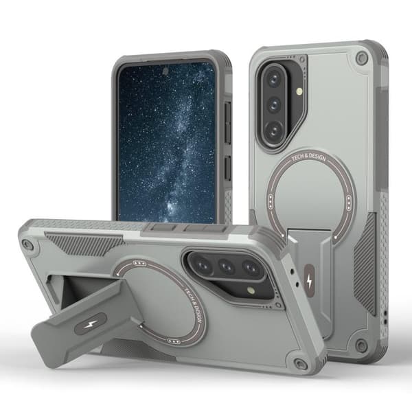 Fodral till Samsung Galaxy A57, Magnetiskt skyddsfodral med stativ (grå)