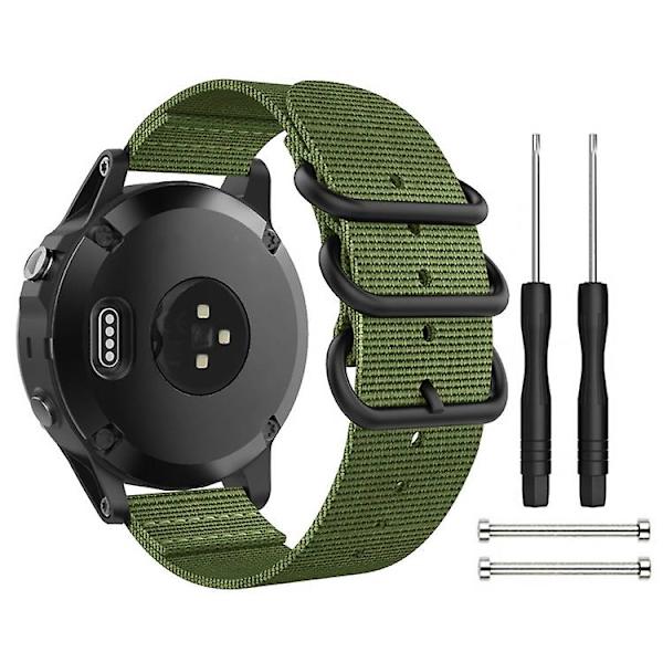 For Garmin Fenix ​​3 / 5x Universal 26mm tre-rings nylon klokkerem Army Green
