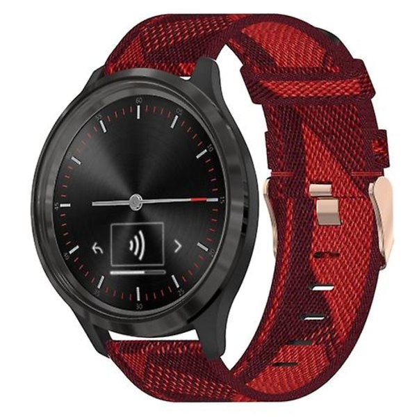 För Garmin Vivomove 3 20mm Nylon Woven Watch Band Red