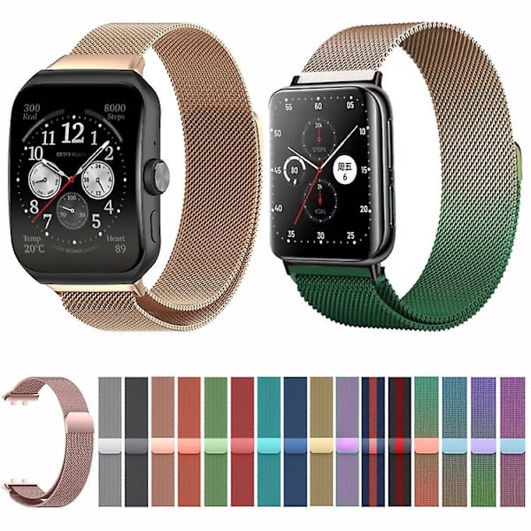 För Oppo Watch 3 Pro Milanese Metal Watch Band i rostfritt stål Gold Green