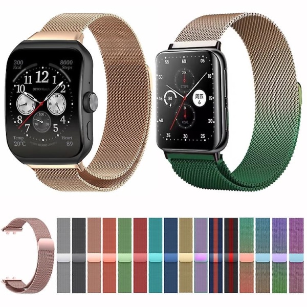 Til Oppo Watch 3 Pro Milanese Metal Watch Band i rustfrit stål Gold Green