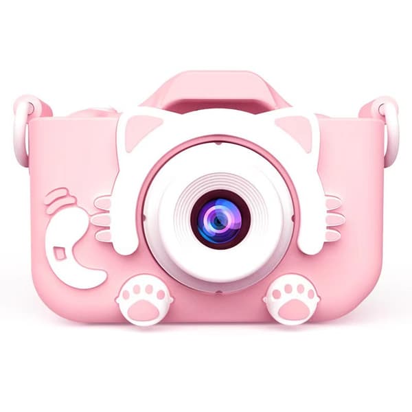 Børnekamera Sød kat 1080P HD Dobbeltkamera pink