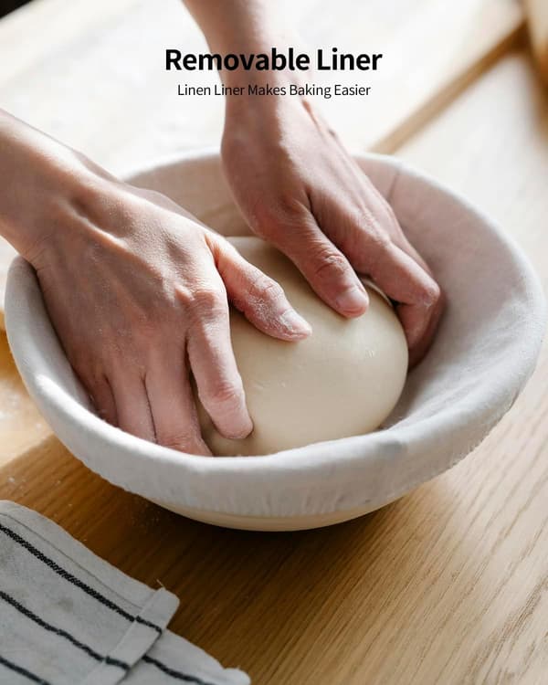 Banneton Brødhevekurv 9 tommer Rund med Liner for Brødbaking