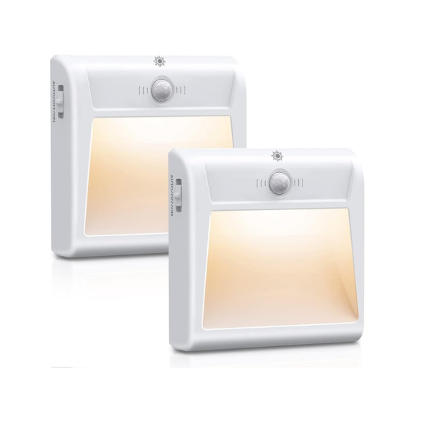 Nattlampa 2-pack Rörelsesensor Nattlampa Automatisk På/Av för Sovrum Hall Kök Barnpresent Vit