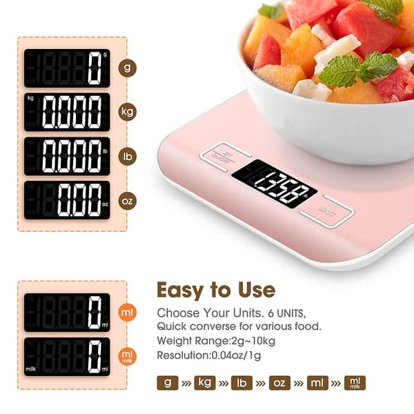 Digital köksvåg för bakning och matlagning 10 kg rosa