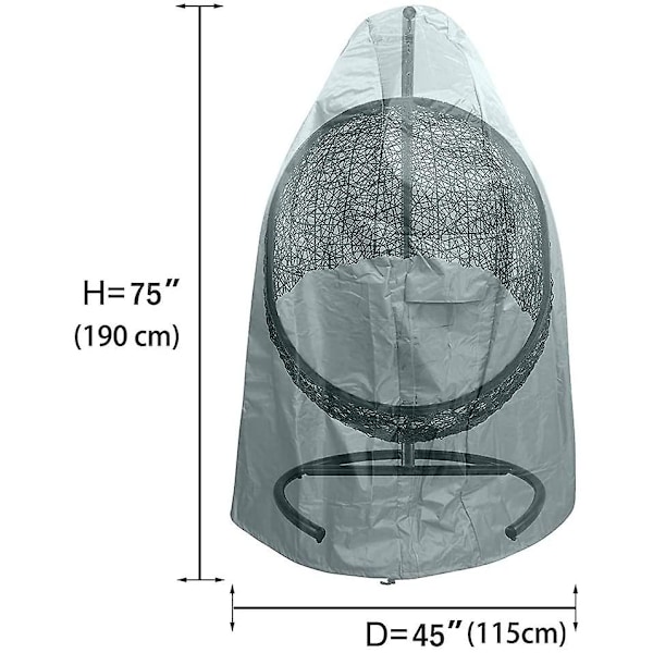 Patio Hanging Egg tuolin cover, Kestävä Kevyt Vedenpitävä Egg Swing Tuolin Cover Vetoketjulla Sopii useimpiin ulkokäyttöön tarkoitetuille Single Swing Egg Tuolin pölysuojalle