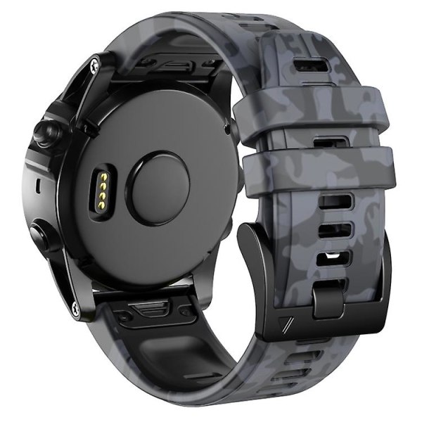 Til Garmin Fenix ​​7x Camouflage Silikone Urbånd Grey