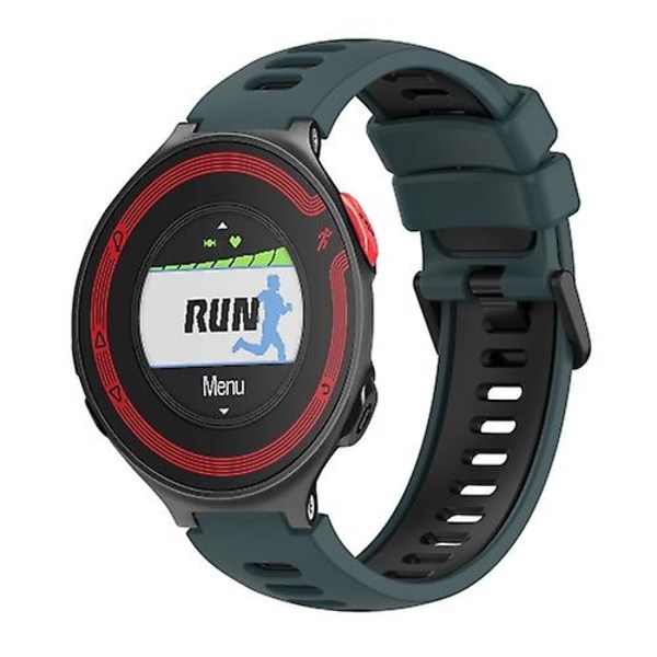 For Garmin Forerunner 220 tofarget silikonklokkerem Olive Green - Black