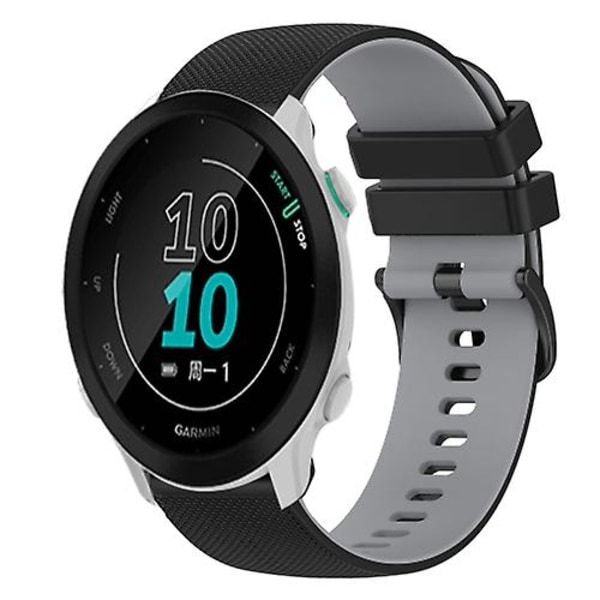 Til Garmin Forerunner 158 20 mm ternet tofarvet silikoneurrem Black-Grey