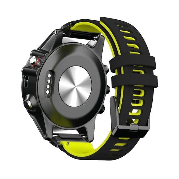 For Garmin Fenix ​​6x tofarget silikon klokkerem Black Yellow