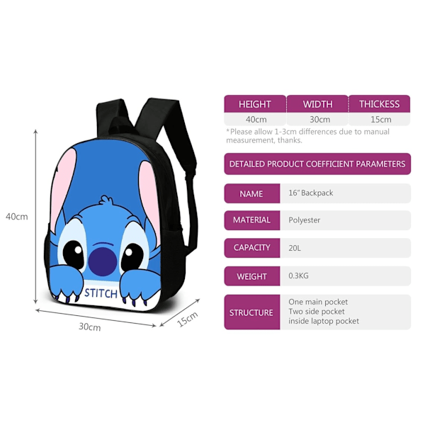 Stitch Tredelad Student Ryggsäck6