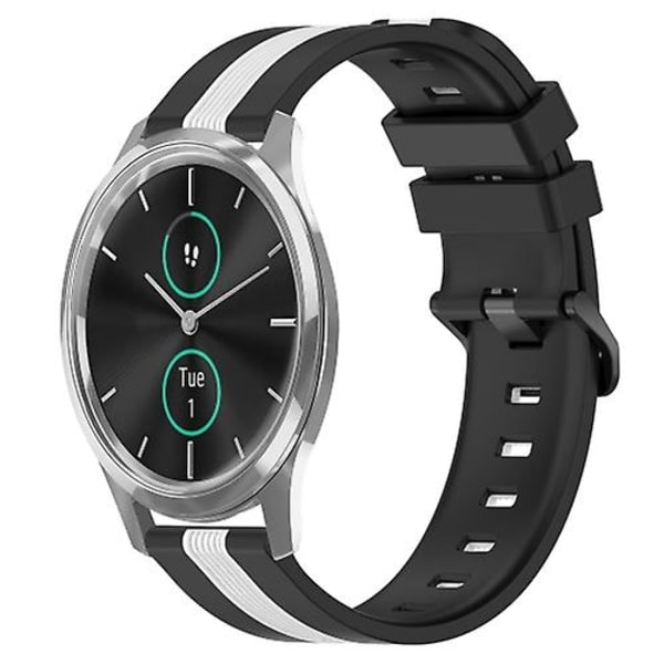 For Garmin Garminmove Luxe 20 mm vertikalt tofarget silikonklokkebånd Black-White