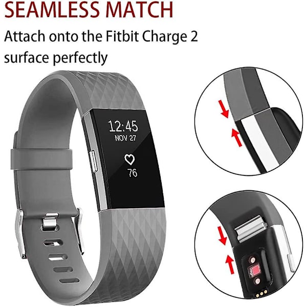 Udskiftningsbånd, der er kompatible med Fitbit Charge 2, Classic & Special Edition justerbare sportsarmbånd grey Large