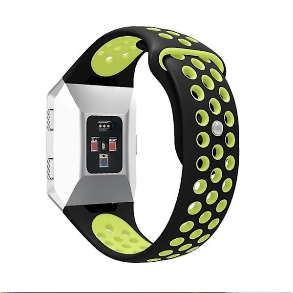 Til Fitbit Ionic åndbart tofarvet silikone urbånd Black  Yellow
