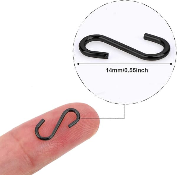 200 st Mini S-krokar Kopplingar 0,55 tum Black