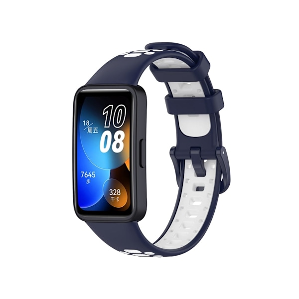 Dubbelfärgad silikonersättningsrem för smartklocka för Huawei Strap 8 (midnattsblå vit)