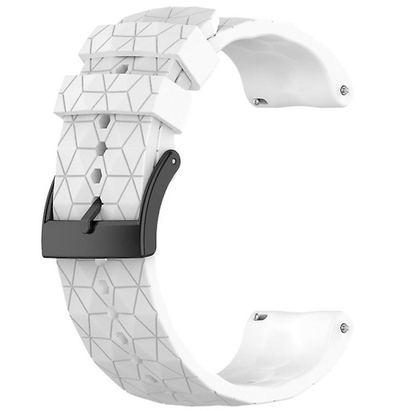 Til Suunto 7 24 mm fodboldmønster silikone ensfarvet urrem White