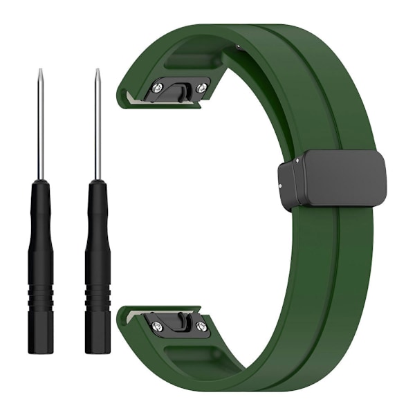 Svart spenne 22mm silikon klokkestropp for Garmin Fenix 7/forerunner 965/955/945/935 Army Green