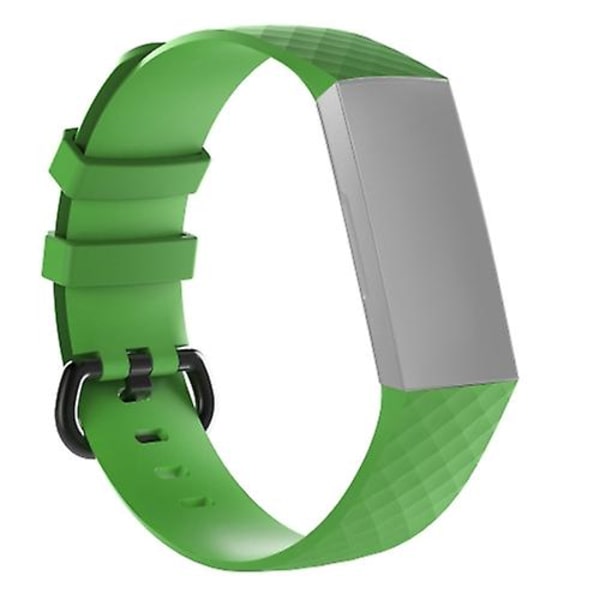 Diamond Pattern Silikon Watch Band For Fitbit Charge 3 Small Size190*18mm Green