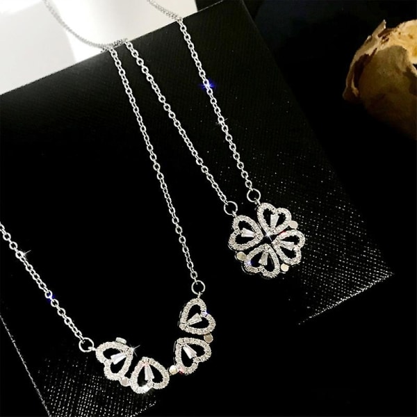 Neliapila-kaulakoru Magneettinen Taittuva Sydämenmuotoinen Solisluun ketju Avattava Choker-koru Riippuva riipus naisille