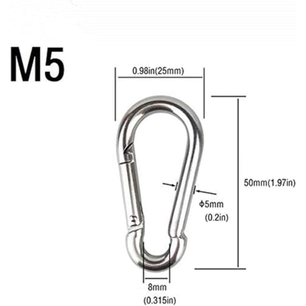 Fjäderlåsande krokar - 4-pack Karabiner Galvaniserade Stålklipp