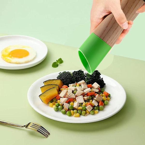 Salt- och set, manuell träpepparkvarn & saltkvarn med justerbar grovhet green