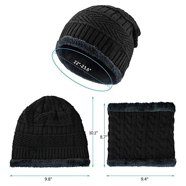 2-delad vintermössa och halsduk set varm stickad mössa stickad tjock halsduk set gåvor Dark gray