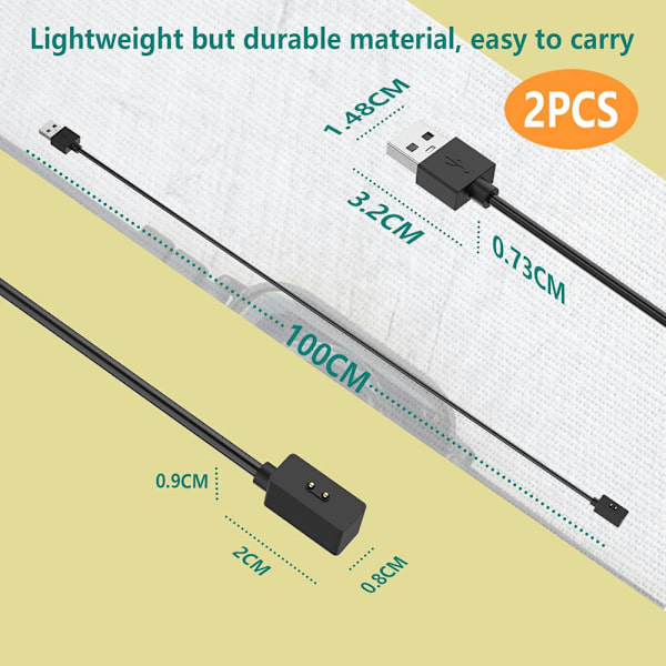 Lader for Xiaomi Mi Band 8 ladekabel [2 stk], erstatning avansert USB ladekabel
