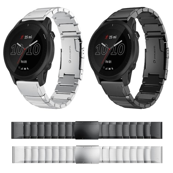 For Garmin Forerunner 945 22mm Tortoise Shell rustfritt stål klokkebånd Sliver