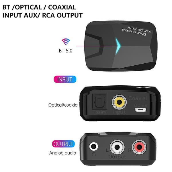 Digital till analog adapter DC 5v TV 5.0 optisk
