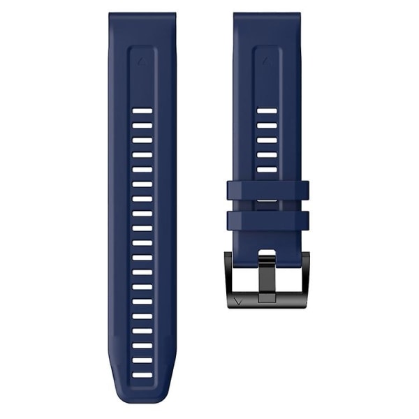 För Garmin Fenix ​​6x Sapphire Metal Spänne Solid Color Silikon Watch Band Navy Blue