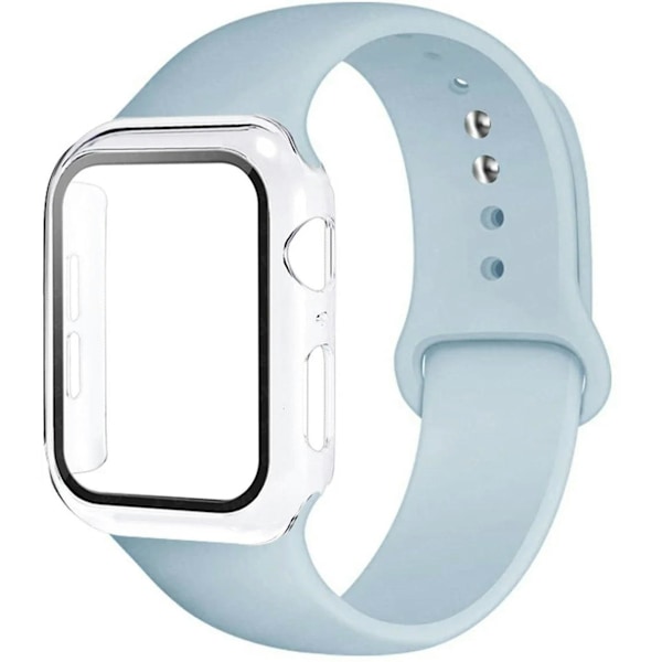 Etui + Rem for Apple Watch Band 44mm 40mm 38mm 42mm Silikonarmbånd med PC-skjermbeskytterdeksel iWatch 3 4 5 6 SE