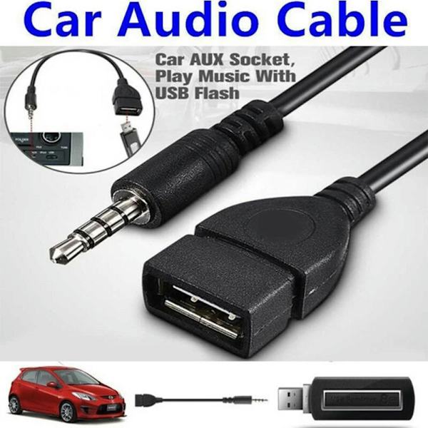 3,5 mm:n uros AUX-liitin USB 2.0 -liittimeen A-naaras OTG-kaapelimuunninsovitin C2L0