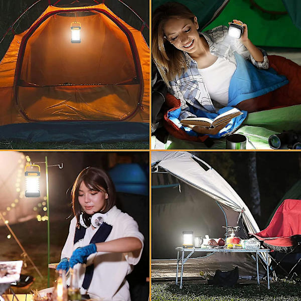 Hopfällbar Camping Lykta Sol USB Laddningsbar Campinglampa 3 Ljuslägen LED Ficklampa För Vandring Nödläge orange