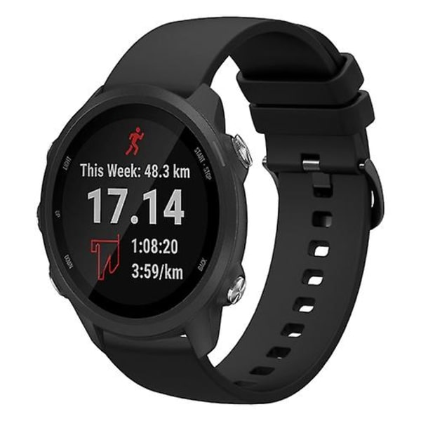 Til Garmin Forerunner 245 Music 20mm ensfarvet blødt silikone urbånd Black