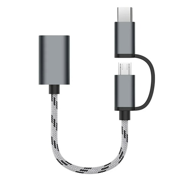 Feylan 2 i 1 USB 3.0 OTG-adapterkabel Typ-C Micro USB till USB 3.0-gränssnitt Laddningskabel för mobiltelefonkonverterare för mobiltelefon Gray