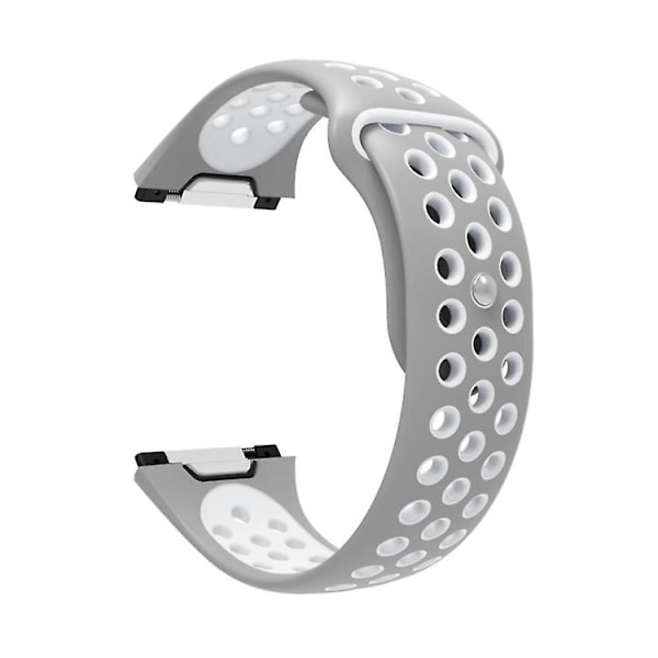 Til Fitbit Ionic åndbart tofarvet silikone urbånd Grey White