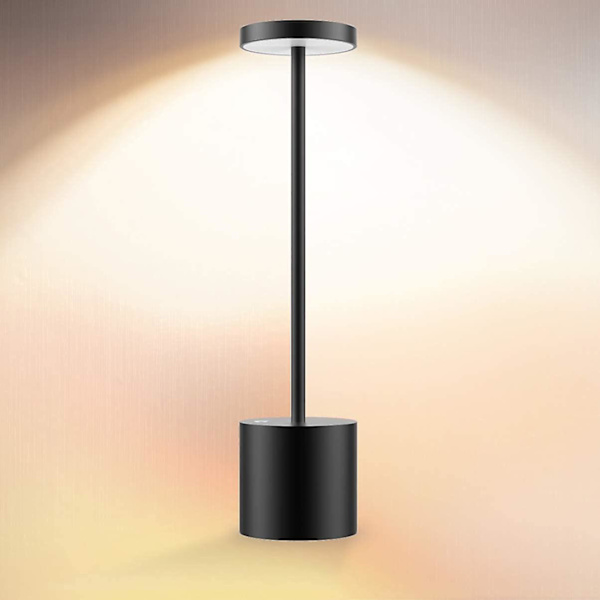 Trådløs Bordlampe, Led Metal Usb Genopladelig 6000 mah 2-niveauer Lysstyrke Natlys Skrivebordslampe Læselampe Til Restaurant/soveværelse/sovesal (guld) Black