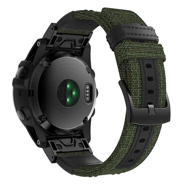 Watch av canvas och läder för Garmin Fenix5x Plus Fenix3, handledsrem Storlek: 150+110 mm Army Green