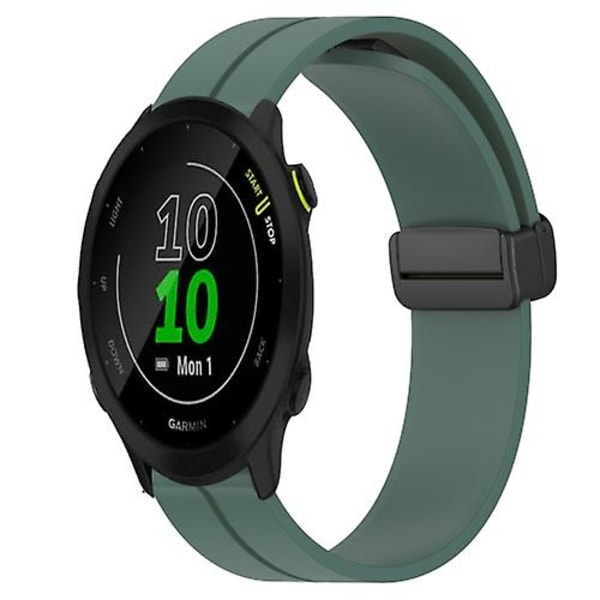 Til Garmin Forerunner 55 20mm Solid Color Magnetic Clasp Silikone urrem Olive Green