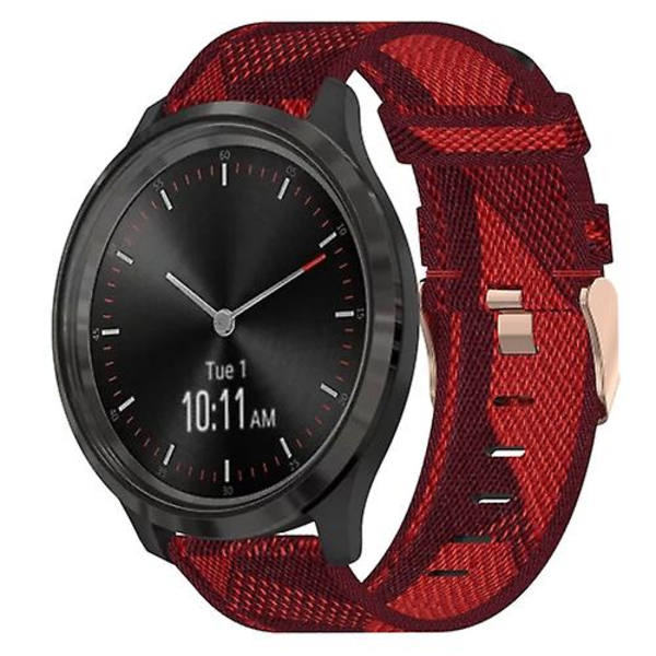 För Garminmove 3 20mm Nylon Woven Watch Band Red