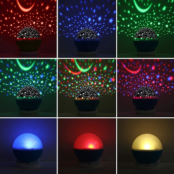 Stjärnhimmel nattlampa projektorljus 4 D-lampa 8 ljusfärger färgväxlande USB 360 graders dekorativ rosa