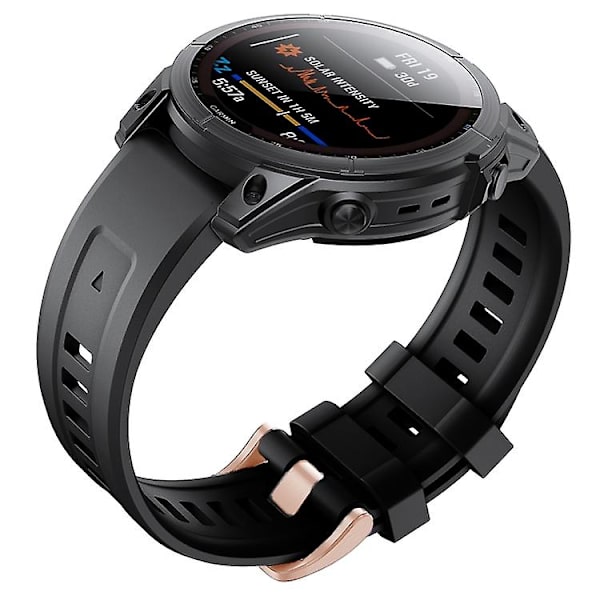 For Garmin Fenix ​​7s Silikon Rose Gold Spenne Klokkebånd Black
