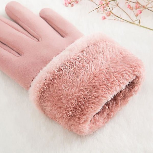 Kvinnor Handskar Höst Vinter Söt lurviga varma vantar Helfingervantar Kvinnor Utomhussport Kvinnliga Handskar Skärm Pink 3