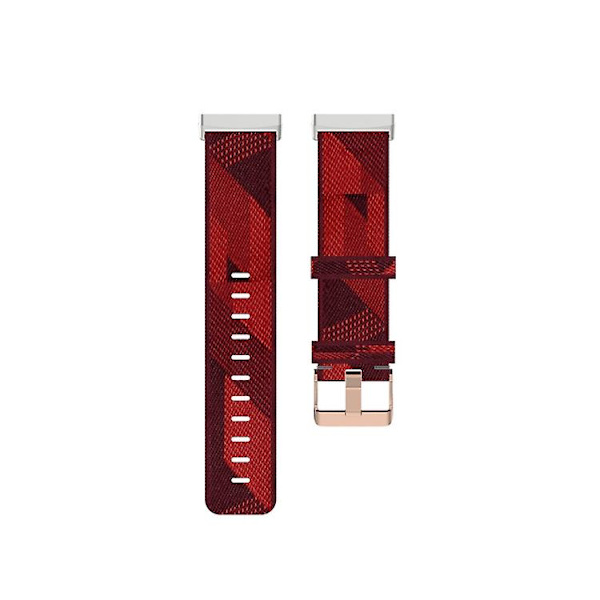 Til Fitbit Versa 4 / Sense 2 Universal Nylon Vævet Canvas Urrem VCU Red Stripes